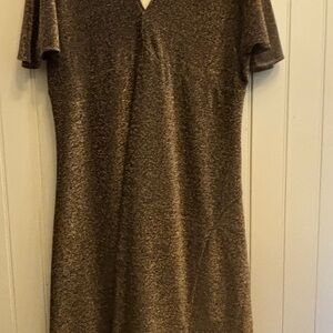 Metallic Bronze V-Neck Women's Dress